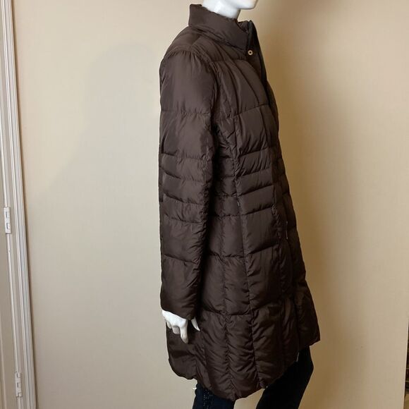 Land’s End Down Down Puffer Coat Zip and Snap Closure  Brown NWOT Medium… - Picture 2 of 12